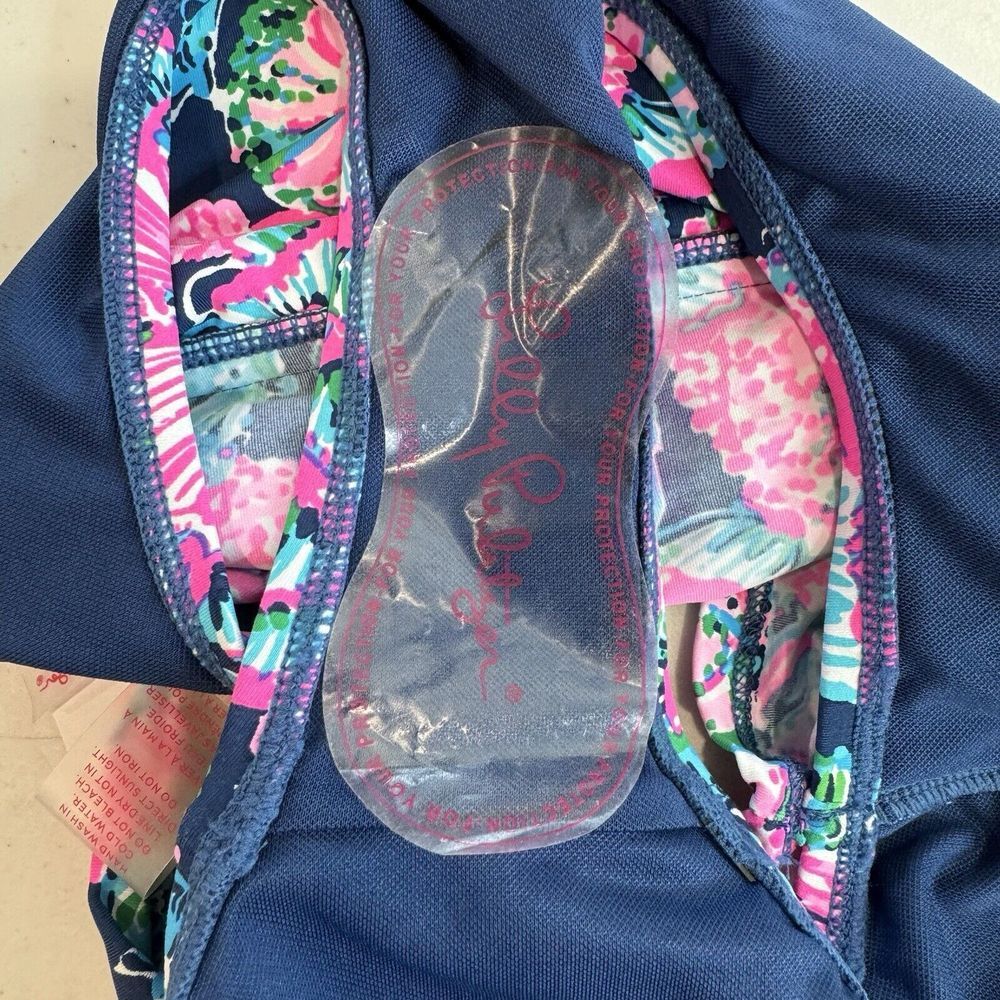 NWT Lilly Pulitzer Lagoon Sarong Hipster Bikini Bottom Sz 2 Oyster Bay Navy $78 - Picture 3 of 5